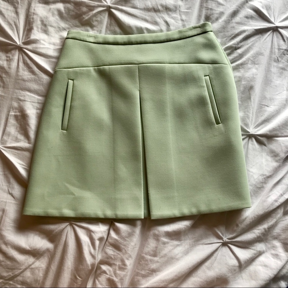 A line mint green J. Crew skirt